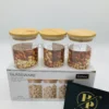 Home Plus 3-Piece Glass Jar Set with Bamboo Lids – 220ml