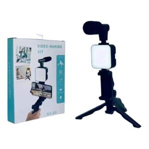 “AY-49 Video Making Kit with LED Light, Microphone, Phone Holder, and Tripod Stand – All-in-One Vlogging Kit by TML Mart Pakistan”