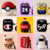 “Colorful Cartoon and Branded Silicone AirPods Protective Cases – Pokéball, Lakers, Minion, Coca-Cola, Boba Tea, and more by TML Mart Pakistan”