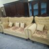 Classic Royal Velvet Sofa Set – 5 Seater with Carved Wooden Backrest