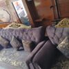 Majestic Royal Sofa Set – Velvet Fabric with Gold Carved Crown (5 Seater)