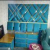 Royal Teal Velvet Bed Set with Gold Detailing & Storage Units