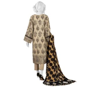 Women Beige Jacquard 2 Pc Stitched Suit (Shirt/Trouser)